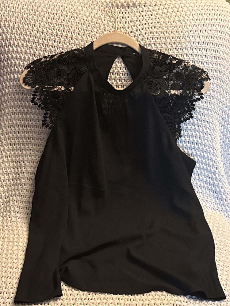 Express Black Lace Cap Sleeve Blouse